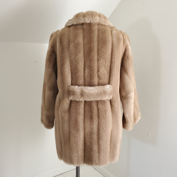 Vintage Tissavel Neutral Faux Fur Coat - Picture 5 of 11